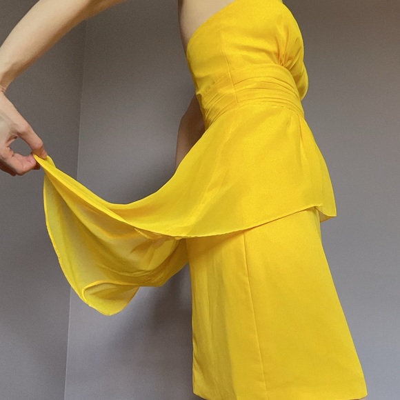 Alfred Angelo Canary Yellow Strapless Mini Dress - Picture 2 of 15